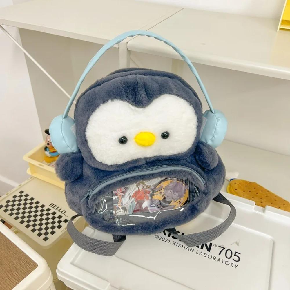 Women Cute Penguin doll shoulder bag girl plush Backpack 2024 new cartoon bag