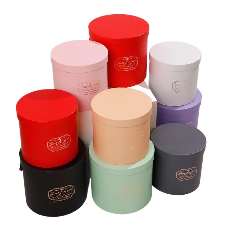 1PC Handheld Paper Boxes Flower Packaging Box Candy Box Round Flower Box Bouquets Tote Bag Gift Boxes Bouquet Flower Boxes