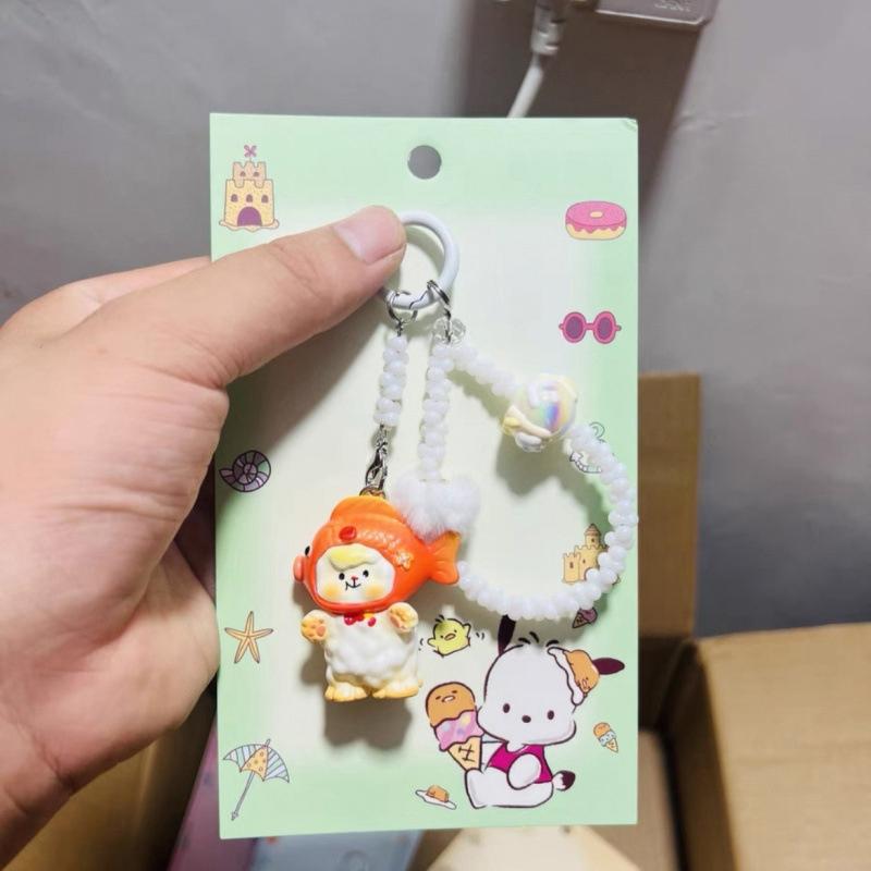 Kawaii Tegneserie Dukke Nøkkelring Søt Perlebesatt Nøkkelring Veskedekorasjonstilbehør Universelt Mobiltelefonanheng Gaver