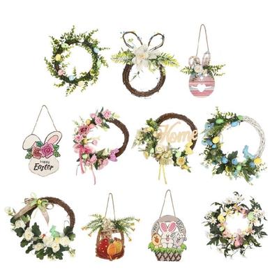Künstlicher Kranz für die Haustür Osterdeko Blumiger Türhänger Kranz