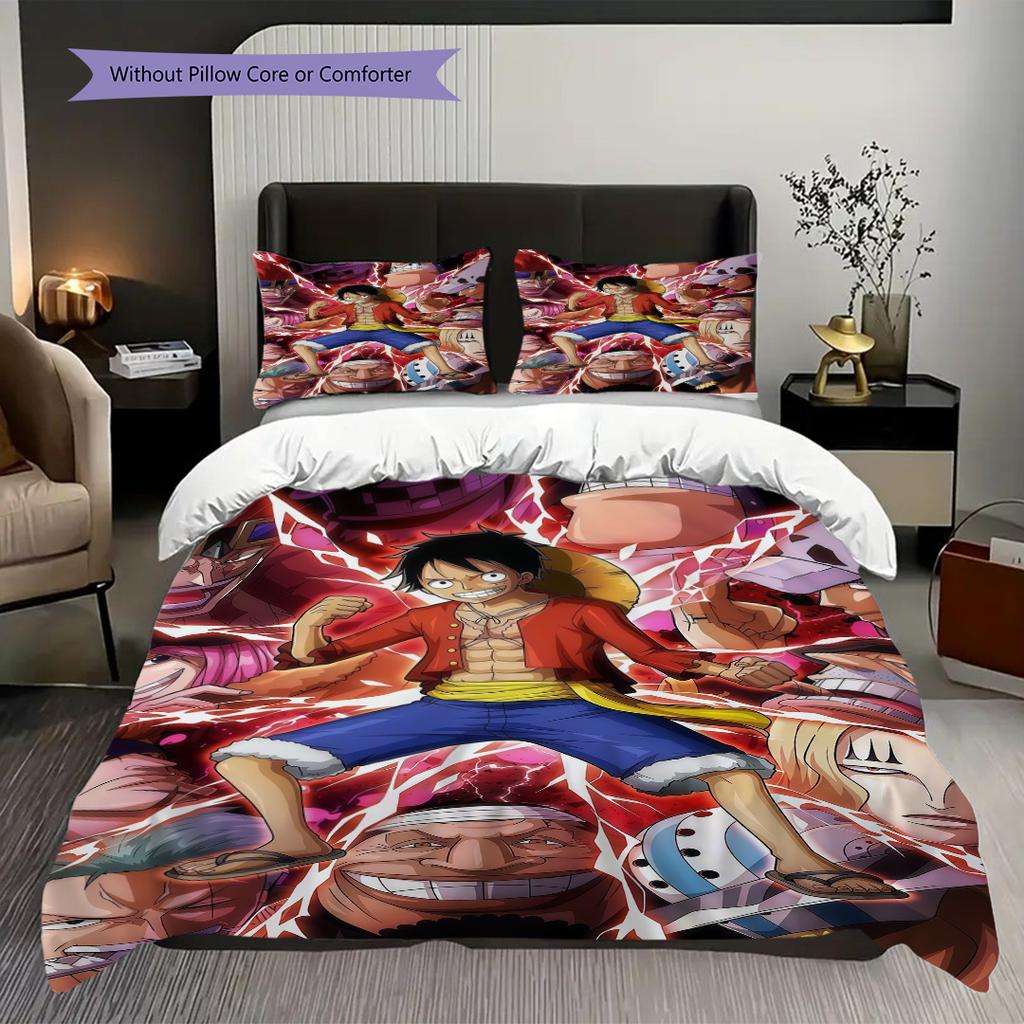Adventure Awaits Explore World Anime Characters Threepiece Set 1 Duvet Cover 2 Pillowcase Without Core Bedding Set