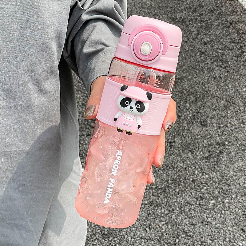 Panda Water Cup for Girls Is Cute In Summer, Straw Cup for Students, Portable for Children, Double Drinking Cup for Boys To Go To School