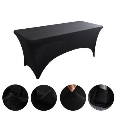 Black 4/6/8FT High Stretch Tablecloth Universal Washable Bed Cover Elastic Birthday Table Cover Hotel Banquet