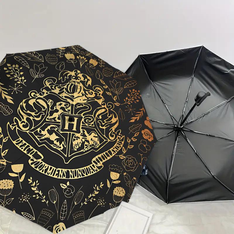 1PC Warner Hogwarts__Floral Automatic Open/Close Umbrella with Windproof, 36-Rib Sturdy Canopy, Durable Ribs1253A