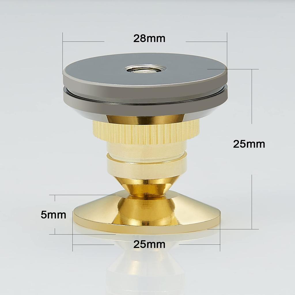 Pailvens Speaker 8 Height Adjustable Speaker Metal Spike Stands with 16 for Improved Audio Sound Quality and Vibration Gold Insulators, Pieces,