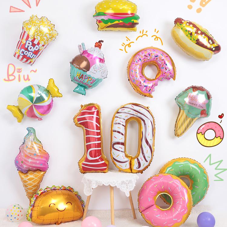 Cartoon Donut Number Balloon for 1st Birthday Party Decorations and Photo Props