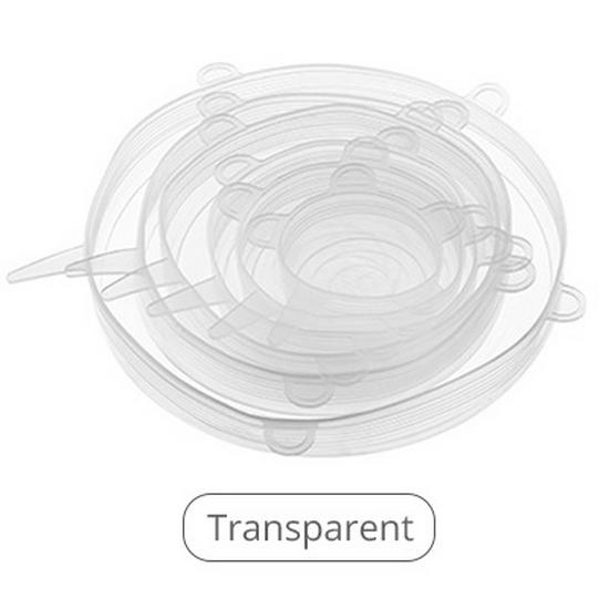 Silicone Stretch Food Covers - Round & Square, 6/7/8-piece Sets Available Smiling Face #1 (6.5cm) прозрачный белый