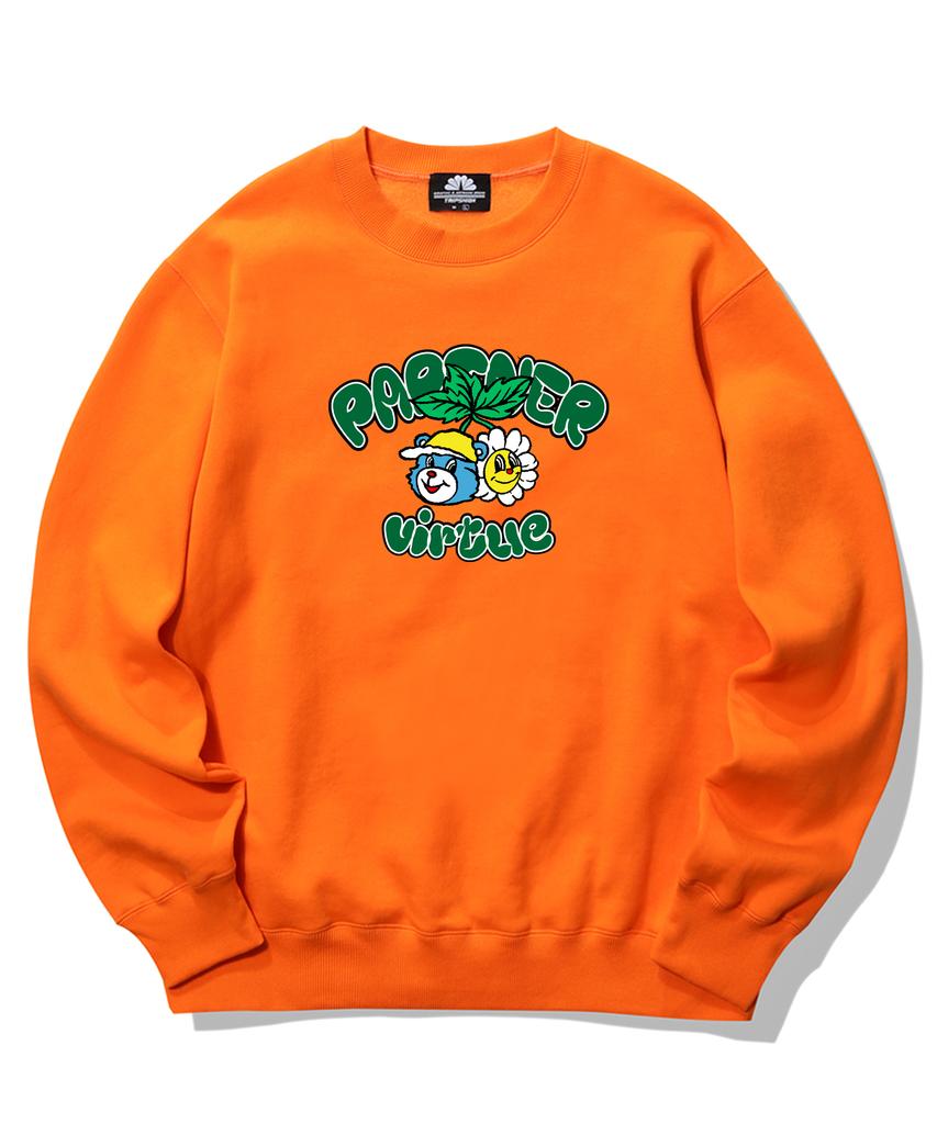TRIPSHION Bear & Flower Graphic Crewneck - Orange