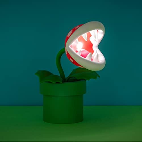 Paladone Piranha-Pflanze Pfotenlampe (BDP) | LED-Licht und flexibler Kopf | Offiziell lizenziert Super Mario | 33 cm hoch, USB-betrieben, Rot und Grün