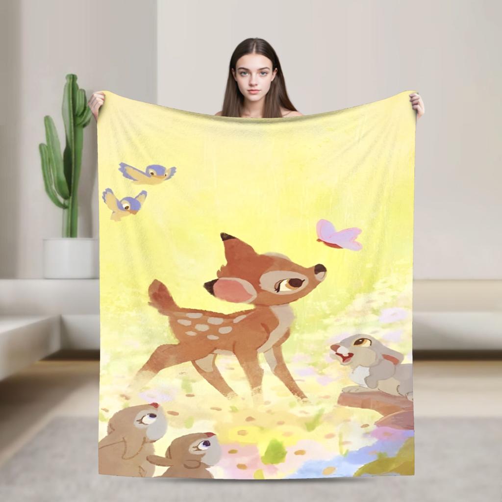 Cartoon Deer  Bambi Blankets  Fleece Funny Breathable Throw Blankets for Bed Sofa  Winter