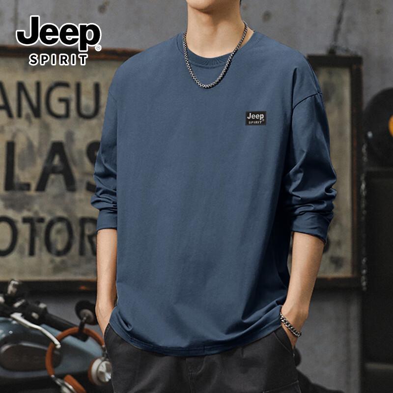JEEP SPIRIT Men s Heavyweight Cotton Long Sleeve T-Shirt L
