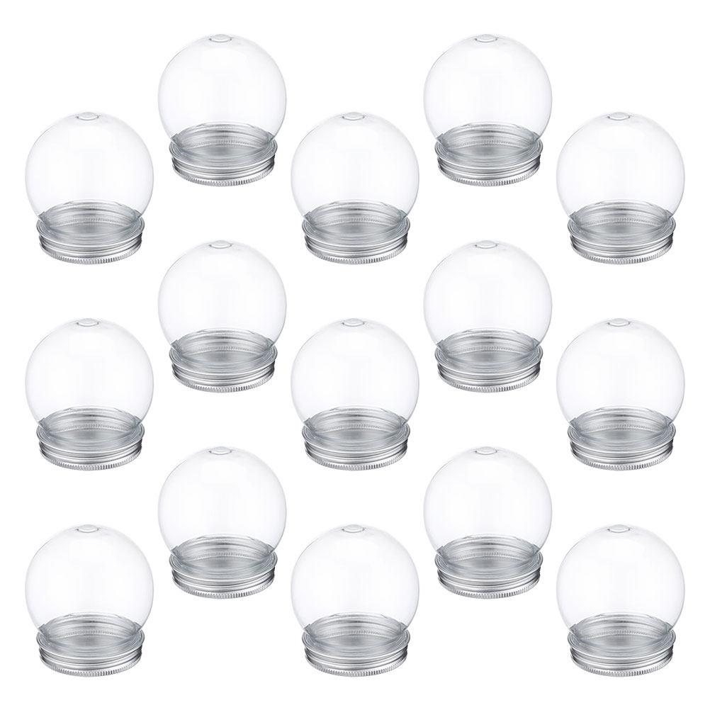9Pcs Snow Globe Candy Jar Clear Plastic Round Craft Kit DIY Holiday Decorations Snow Globe Ornament Craft Making Parts