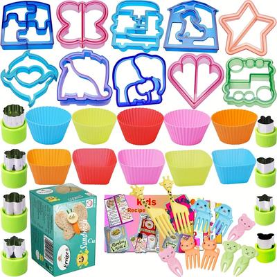1 Kit de Cortadores con Forma de Sándwich para Niños Cortador de Verduras y Frutas Molde para Galletas de Grado Alimenticio para Fiambrera Caja Bento