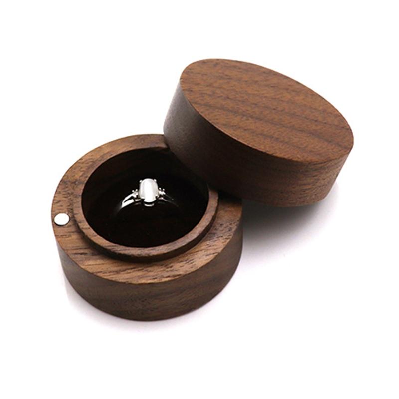 Boîte d'anneau de fiançailles unique pour demande en mariage Taille de poche fine Boîte à anneau en bois type briquet pour hommes femmes
