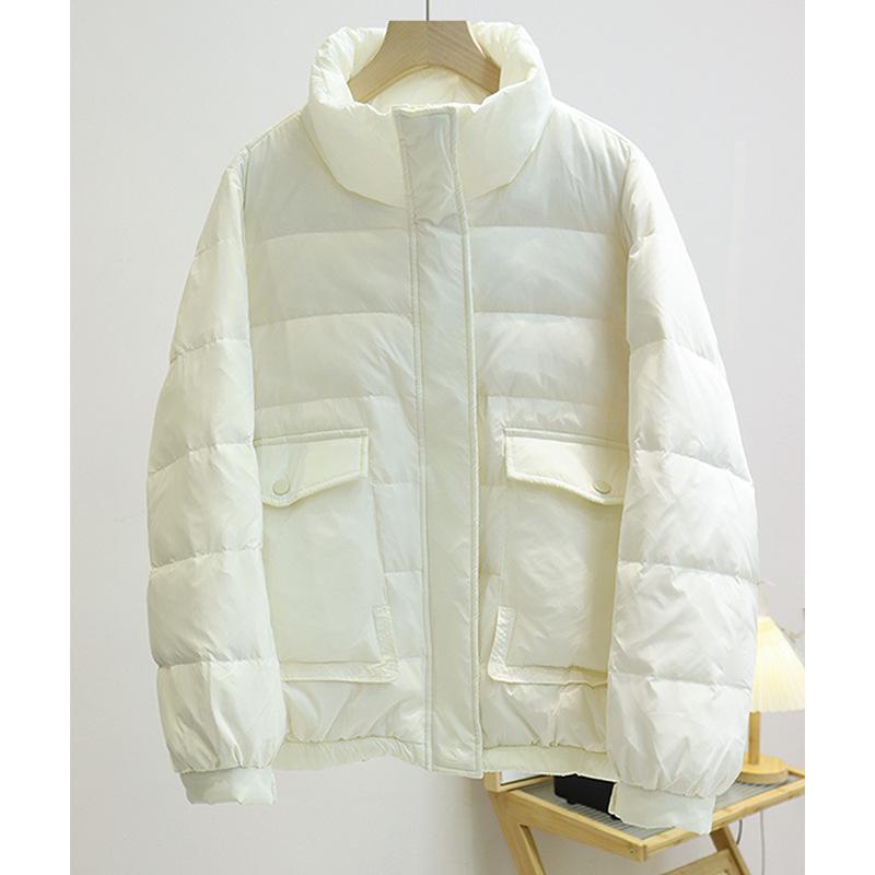 Women's 2024 Winter Stand Collar Petite Down Jacket with Large Pockets – Warm, Light Outerwear
