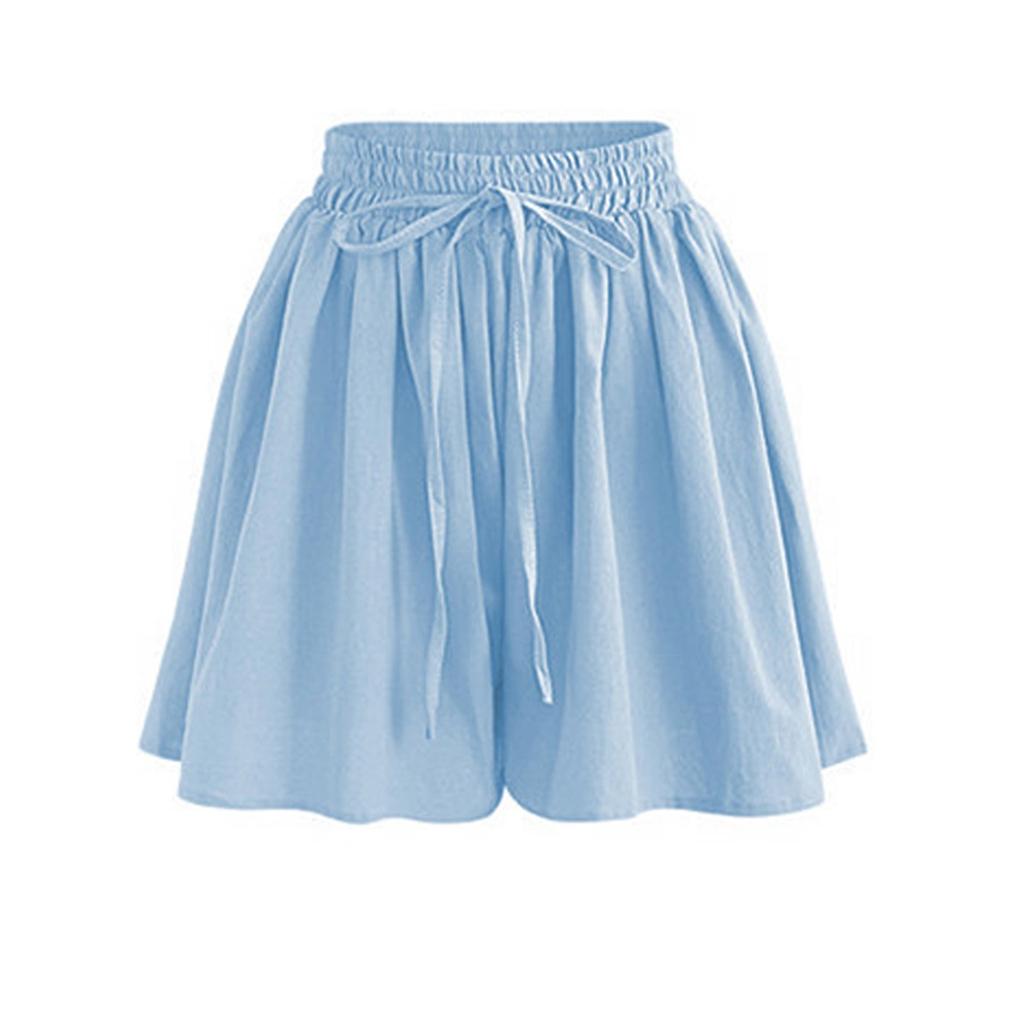 Women's Shorts High Waist Drawstring Knee Length Shorts Elastic Comfy Shorts With Pockets