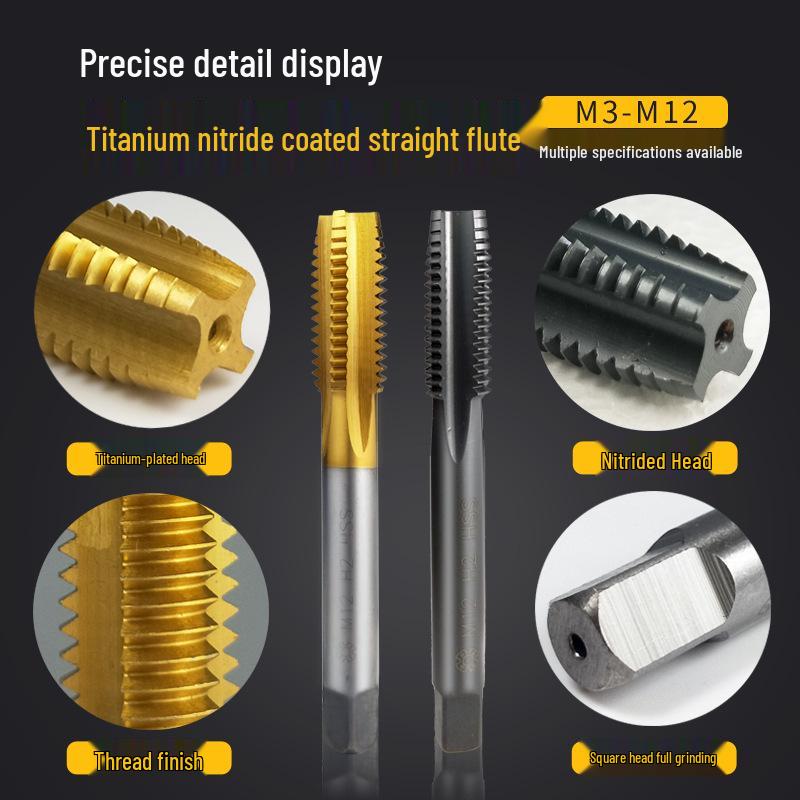 Straight Flute Tapping Machine for High-Speed Steel Titanium Coated Taps (Sizes: M3, M4, M5, M6, M8, M10, M12)