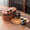 Japanese Outdoor Travel Kung Fu Tea Set Brewing Teapot Ceramic Kuaike Tea Cup Tea Tray Portable Business Gift