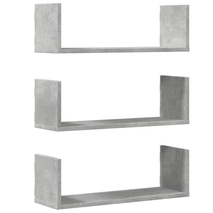 VidaXL Étagères murales 3 pcs gris béton 58x18x18 cm bois d'ingénierie 853284
