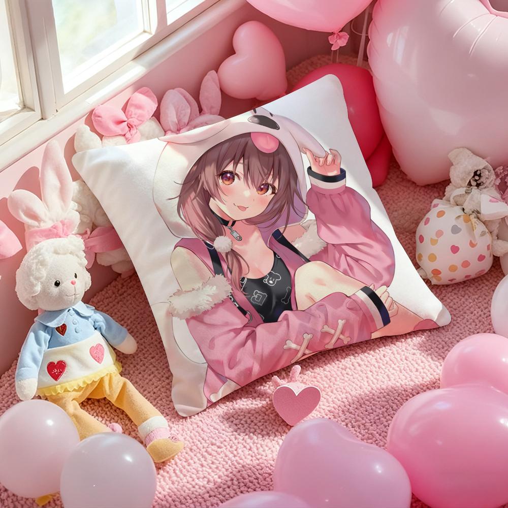 Anime Singer INUGAMI KORONE Cushion Cover Pattern Printed Pillowcase for Living Room Sofa Cushion Cover & Bedroom Decor