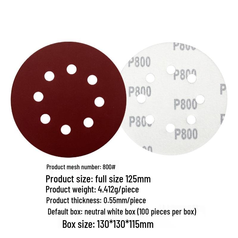 5-inch 8-Hole Red Sandpaper 125MM for Wood Sanding