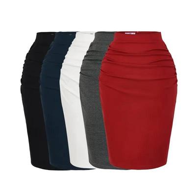 Korean Style High-Waisted Bodycon Pencil Mini Skirt with Hip-Enhancing and Back Slit