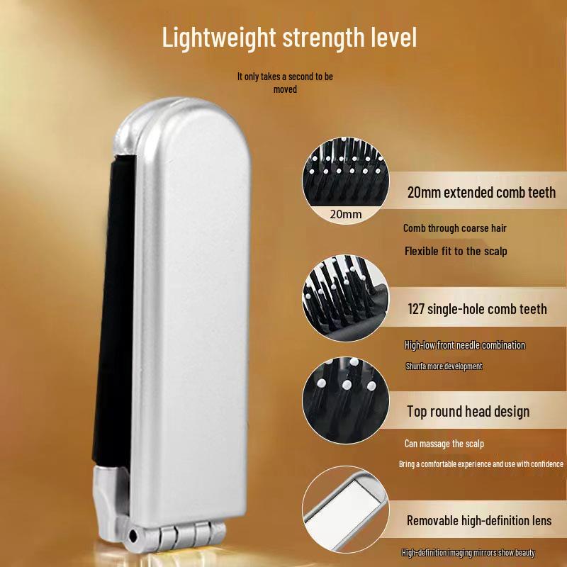 Portable Compact Folding Mini Comb with Mirror and Air Cushion for Women and Children
