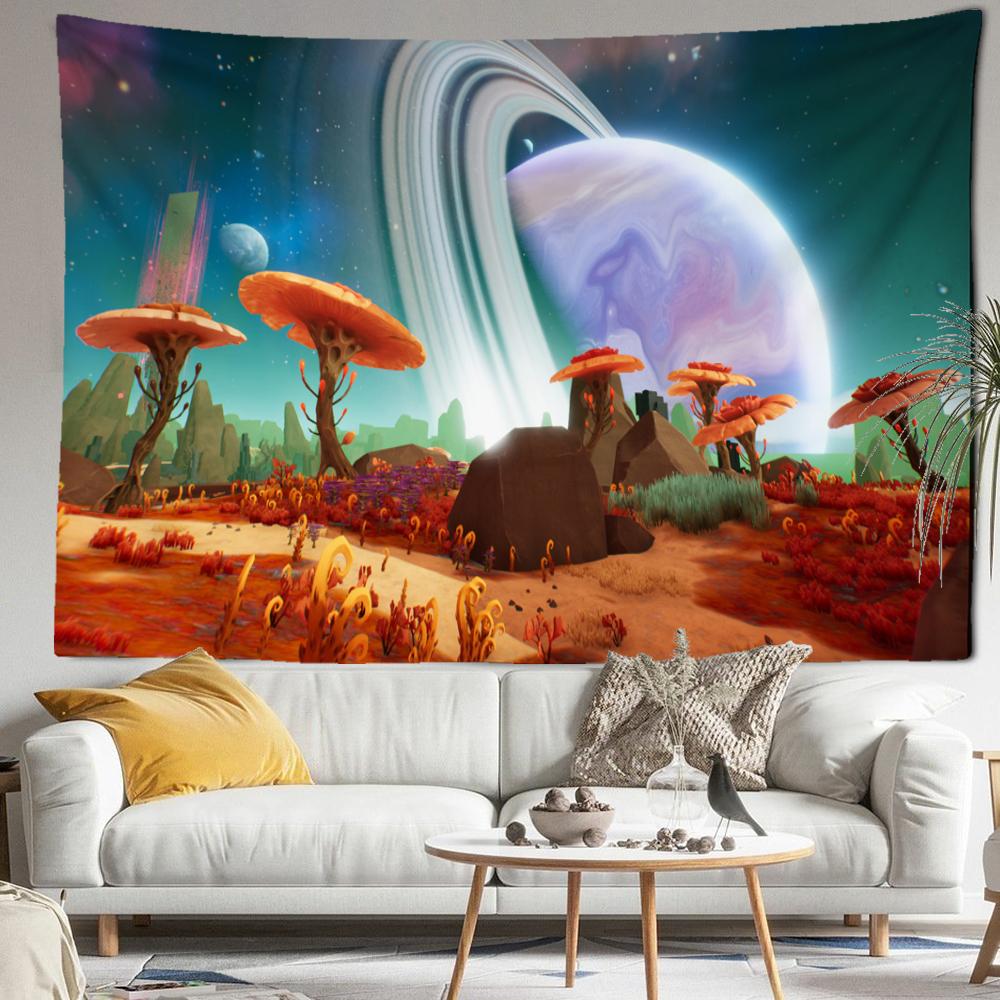 

Планета Гриб Гобелен Настенный Психоделический Колдовство Таинственное Абстрактное Искусство Общежитие Домашний Декор 400x220CM