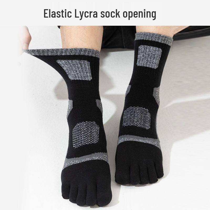 Men's Mid-Calf Split-Toe Breathable Sport Socks - Wear-Resistant and Sweat-Absorbent Five-Toe Design