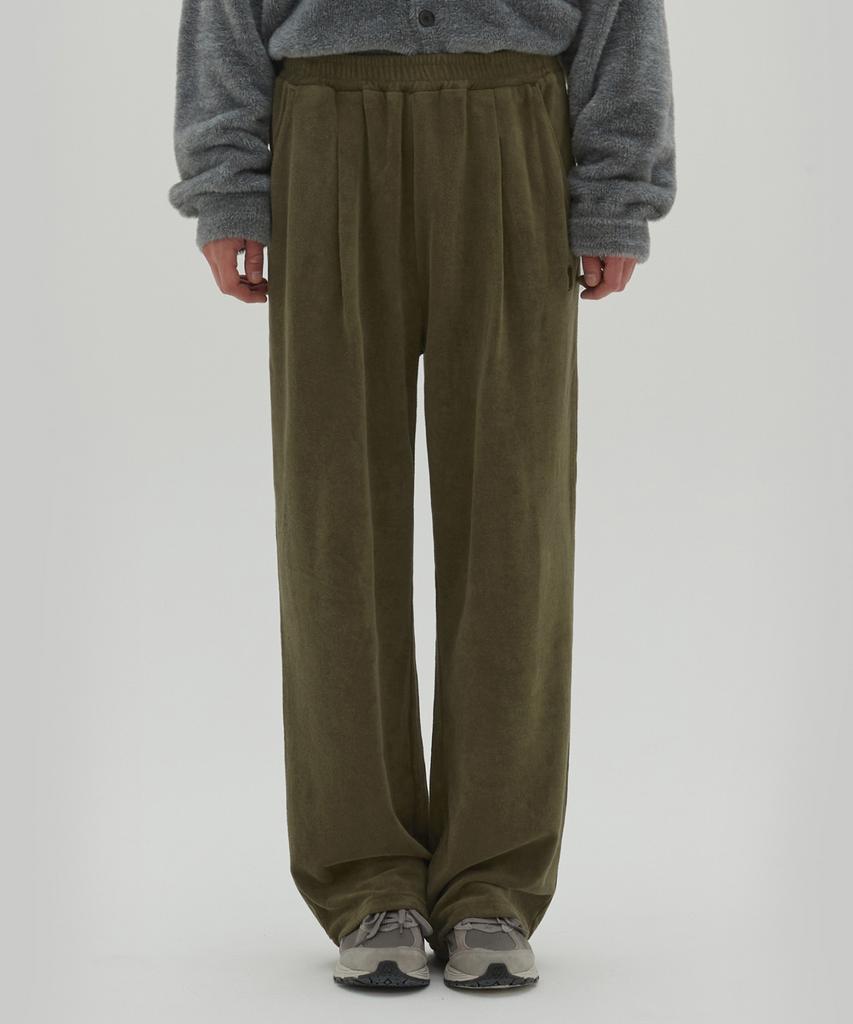 Sekeonmonollogeu Keyhole Wide Terry Elastic Waist Pants Green_Sept023Green