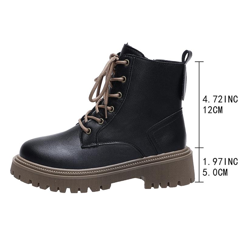 Fashion 2025 Lace Up Platform Ankle Boots for Women Autumn Winter Warm Plush Short Booties Mujer Plus Size Thick Sole Motorcycle Boots