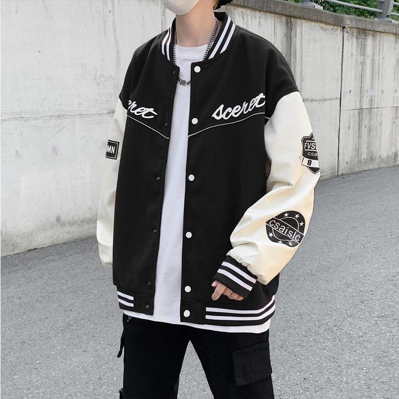 Teen Casual Jacke Herren Frühling und Winter Spleißen Herbst Baseball Jersey Herren Herbst Kleidung Alphabet Druck Clip