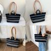 Canvas Bag For Women Large Capacity Summer Casual Style With Top Stitching For Daily Use