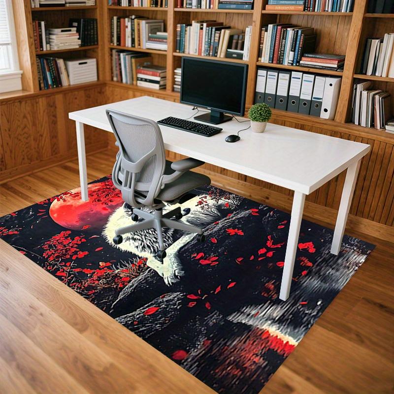 1pc Wolf Moon Themed Rug for Home Decor, Non-slip Office Carpet, Chair mat, Outdoor Mat, Christmas and Halloween gifts-0731031