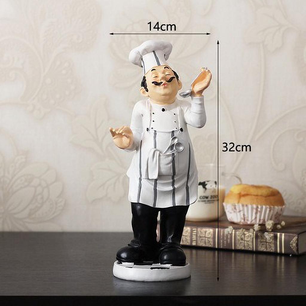 Restaurant Resin Decor - Chef Figurine & Bar Ornaments for Cafe, Commercial Kitchen Decorations Durable Resin Craft