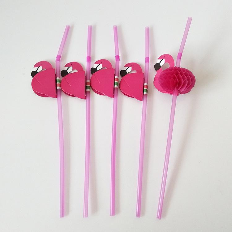 Flamingo Straws - Pink Party Decorations for Drinks and Photo Props