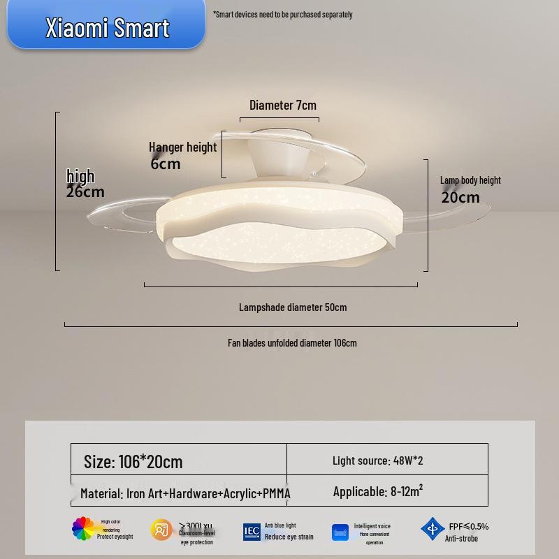 2025 Modern Silent Ceiling Fan with Integrated Light for Bedroom or Restaurant