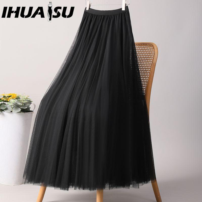 

IHUASU 28 цветов Женская мода Повседневная Летняя Весенняя Юбка L чёрный