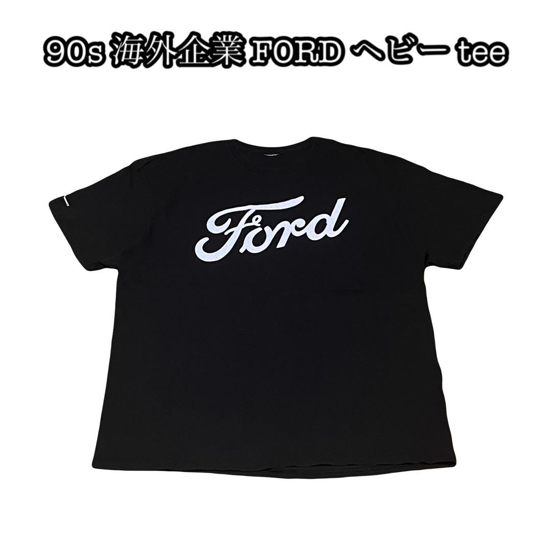 

[USED] 90s Ford logo T-shirt, simple black and white, American car archive, black