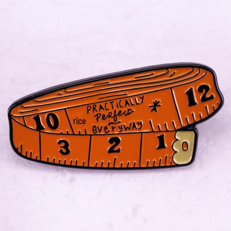 Near-Perfect Leather Tape Measure Brooch Badge