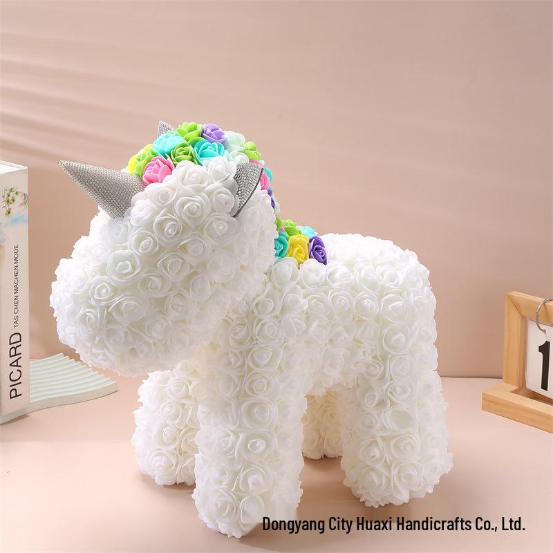 Unicorn Rose Crown: Preserved PE Foam Flower with Veil - Valentine's Day & Qixi Festival Gift