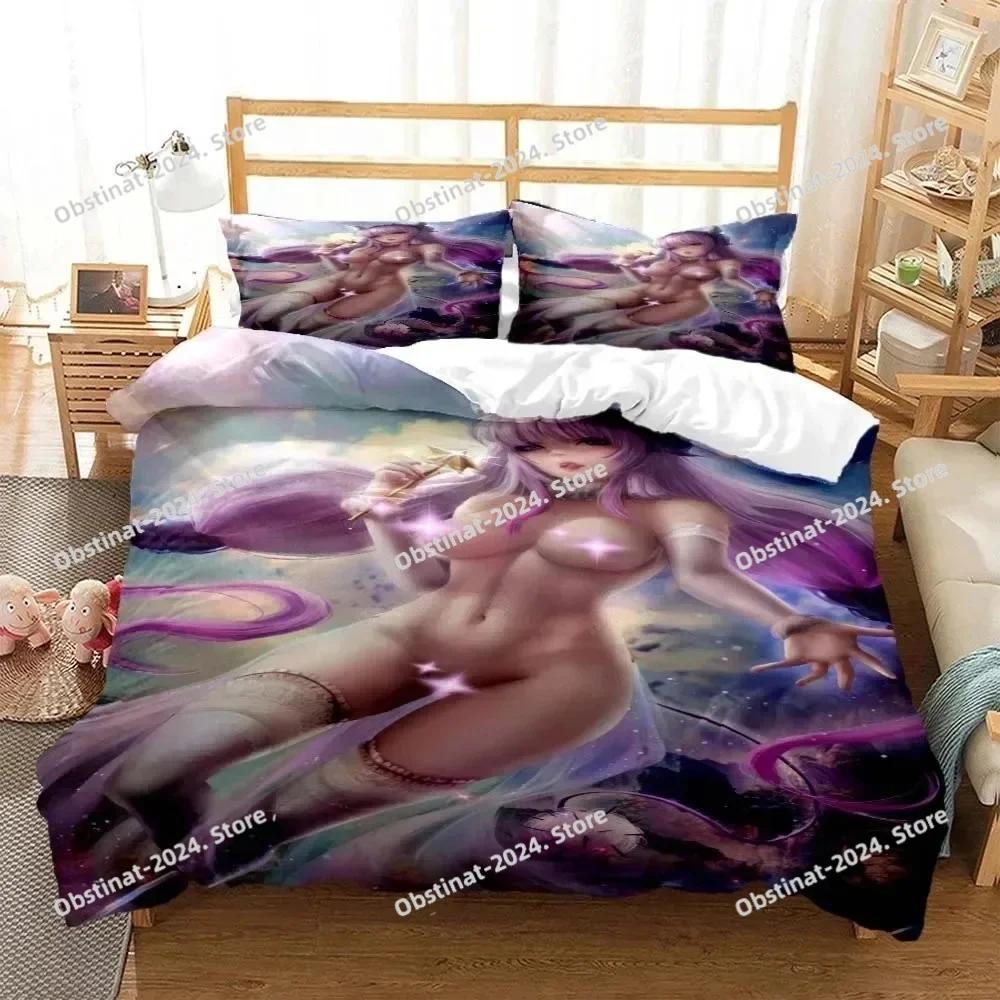 Sexy Beauty Cartoon Digital Bedding Set Printed Bed Set With Pillowcase Bed Duvet Cover Soft Single Double Queen Super King Size