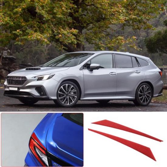 Red Carbon Fiber Rear Taillight Eyebrow Panel Trim Cover For Subaru WRX 22-24