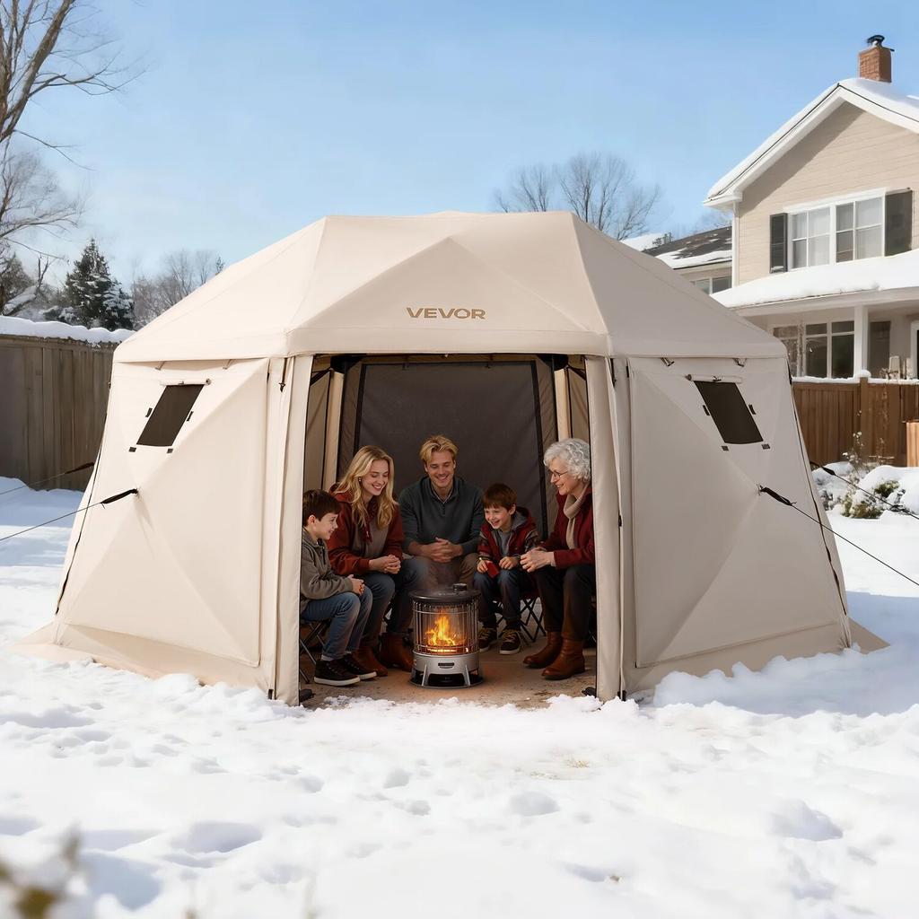 Pop up Gazebo Screen Tent, 4.57 x 4.57 m, 13-Sided Spherical Camping Canopy Tent with Removable Top & Carry Bag, Quick-Set & Bite-Proof, Screen House