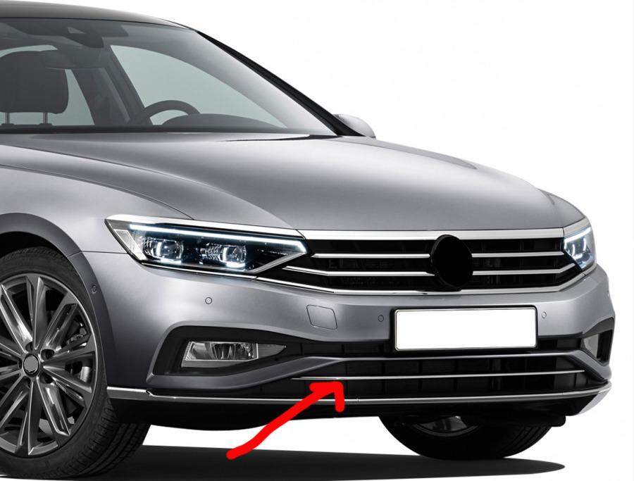

Верхняя полоска в бампер (2019-2024, 1 шт, нерж) для Volkswagen Passat B8