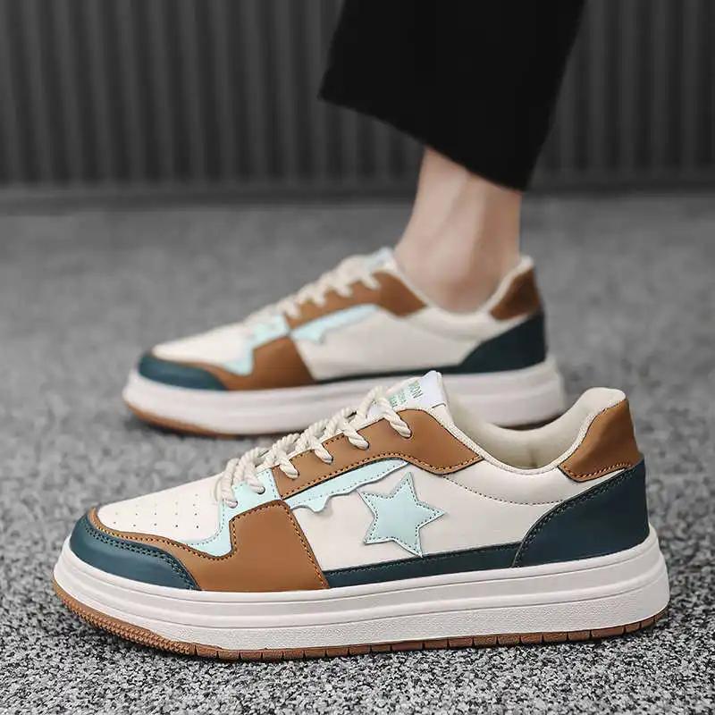 Legitimate Leather Round Foot Men Cheap Original Shoes Casual All For Tourism Spring Autumn Sneakers Sports Fitness Tenid