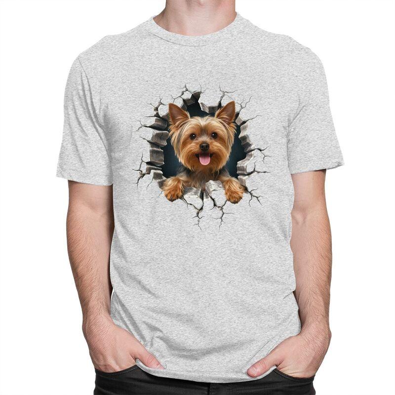 Cool Breaking Through Yorkshire Terrier T Shirt Men Pure Cotton Tshirt Leisure Yokie Dog Lover Tees Fashion Tshirt For Husband