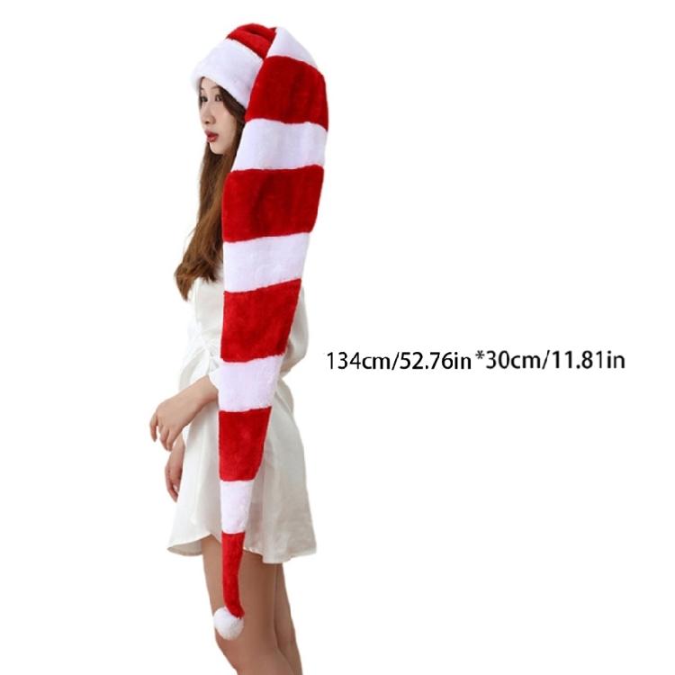 Funny 130cm Long Christmas Hat Striped Santa Hat Adult Plush for Celebrations