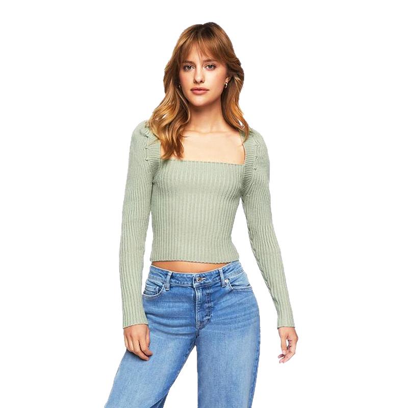 2023 Autumn/Winter Slim Fit Long Sleeve Knit Sweater with Butterfly Tie Back