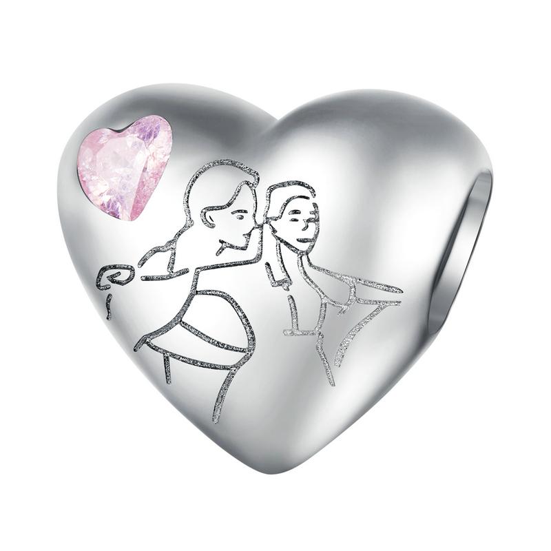 Bamoer 925 Silver Titanic Series Love Shape Beads Ship Anchor Charms for Women Bracelet Bangle DIY Valentine's Day Gift